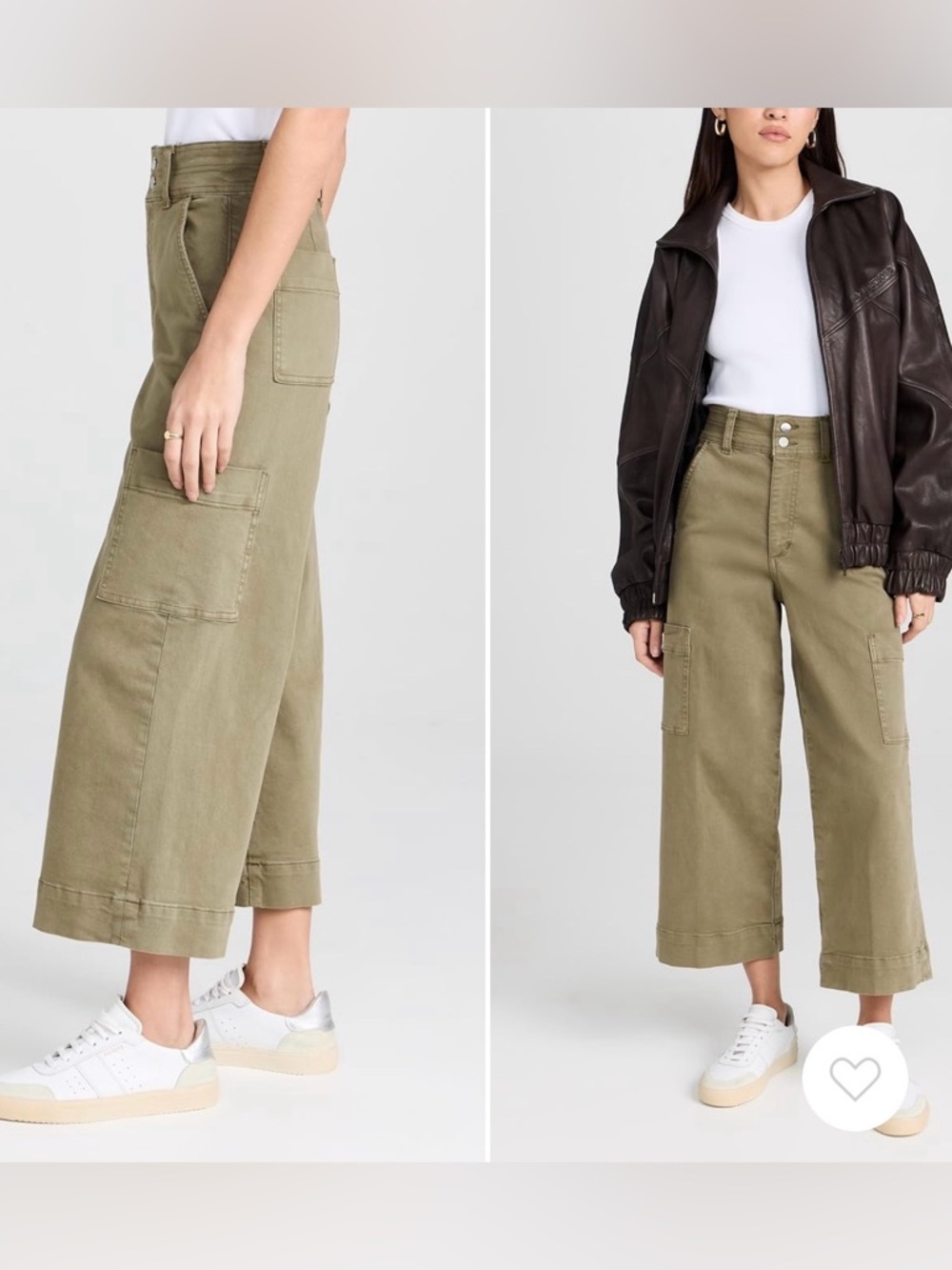 Joe's Jeans Olive High-Rise Wide-Leg Cargo Cropped Pants